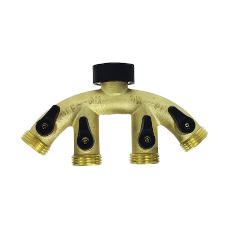 Gilmour Gilmour 5/8 in. Brass Threaded Male 4-Way Shut-off Valve 800444-1001